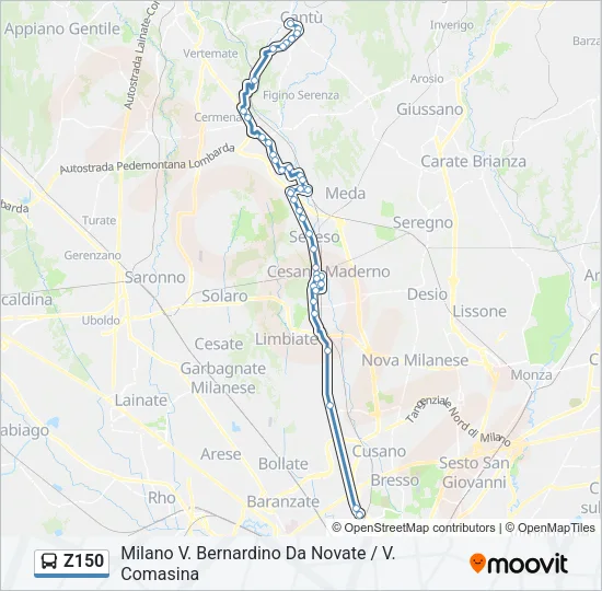 Z150 Bus Line Map