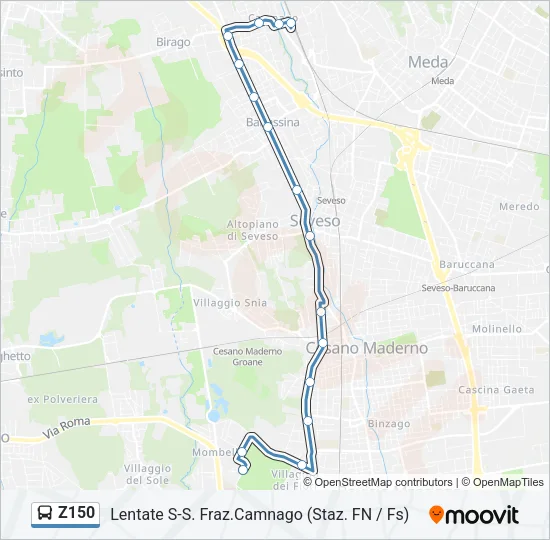 Z150 Bus Line Map