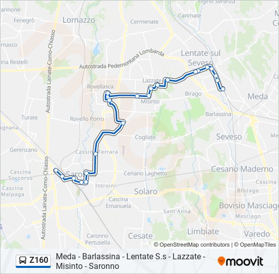 Z160 bus Line Map