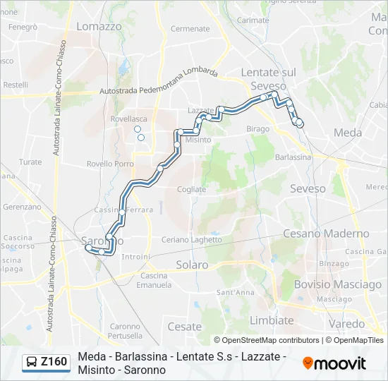 Z160 Bus Line Map