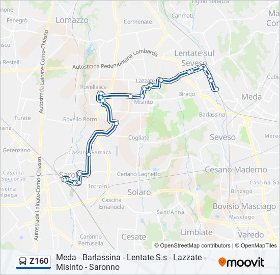 Z160 bus Line Map