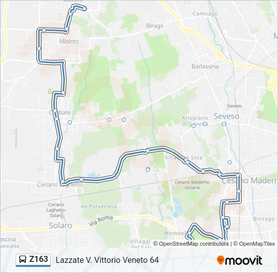Z163 Bus Line Map