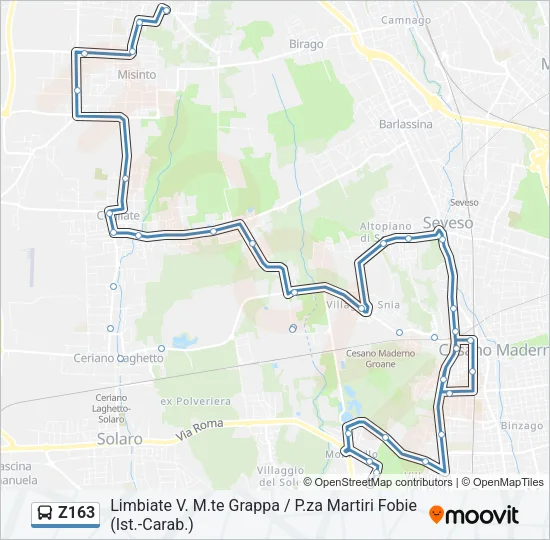 Z163 Bus Line Map