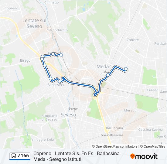 Z166 bus Line Map