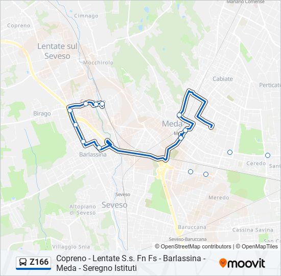 Z166 bus Line Map