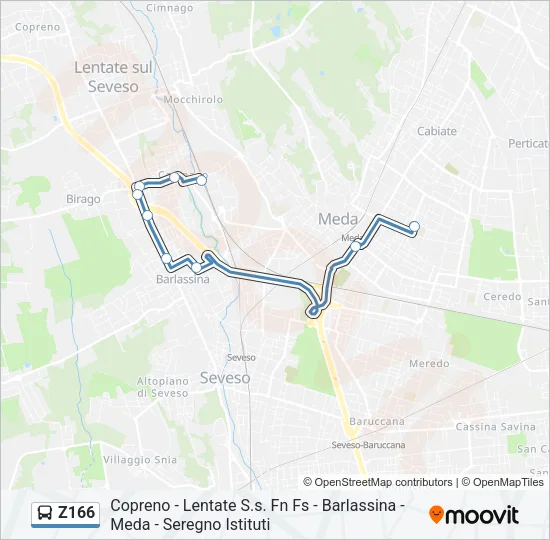Z166 Bus Line Map