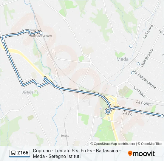 Z166 Bus Line Map