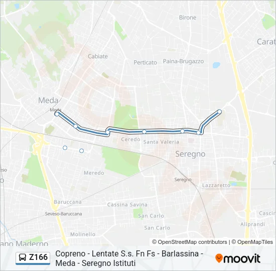 Z166 Bus Line Map
