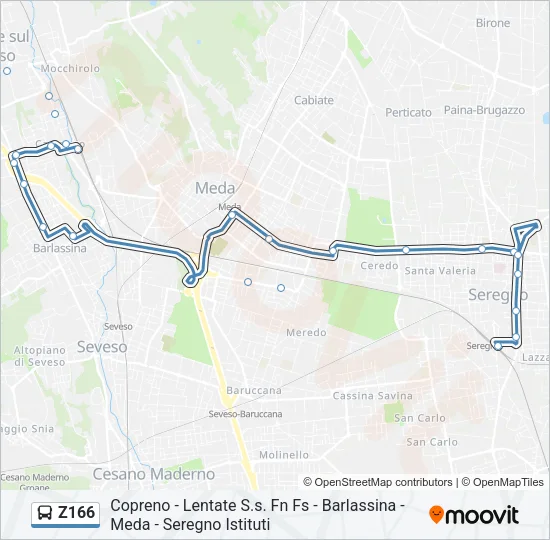 Z166 Bus Line Map