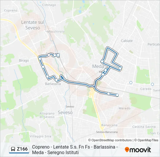 Z166 Bus Line Map