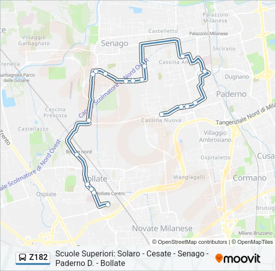 Z182 Bus Line Map
