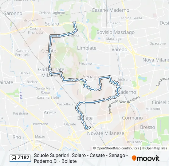 Z182 Bus Line Map
