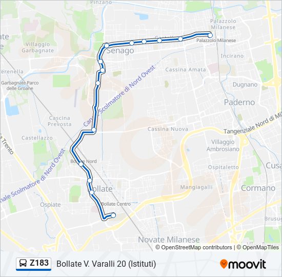 Z183 bus Line Map