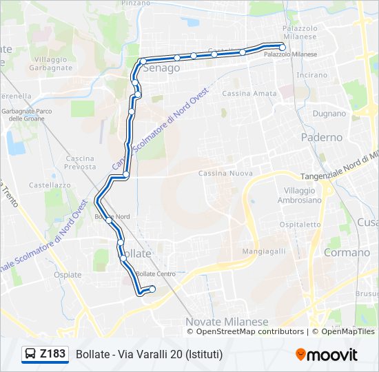 Z183 bus Line Map