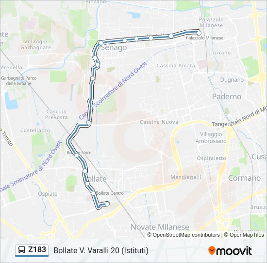 Z183 Bus Line Map