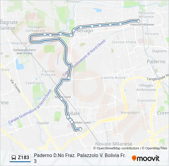 Z183 Bus Line Map