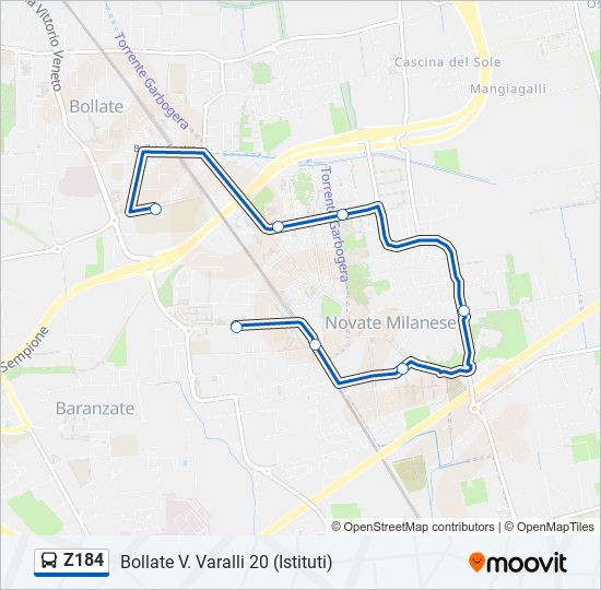 Z184 bus Line Map
