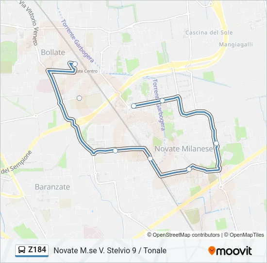 Z184 Bus Line Map