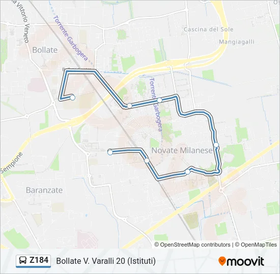 Z184 Bus Line Map