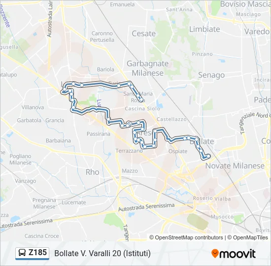 Z185 Bus Line Map