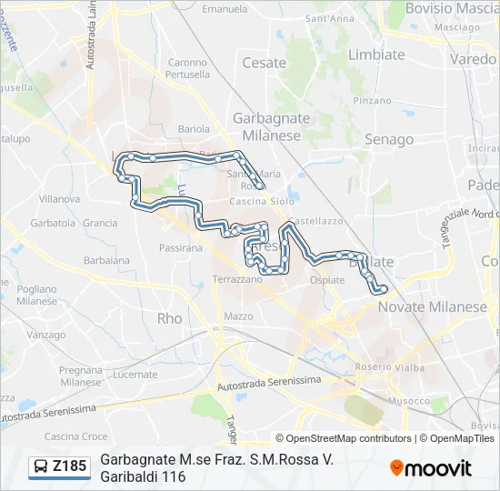 Z185 Bus Line Map