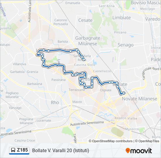 Z185 bus Line Map