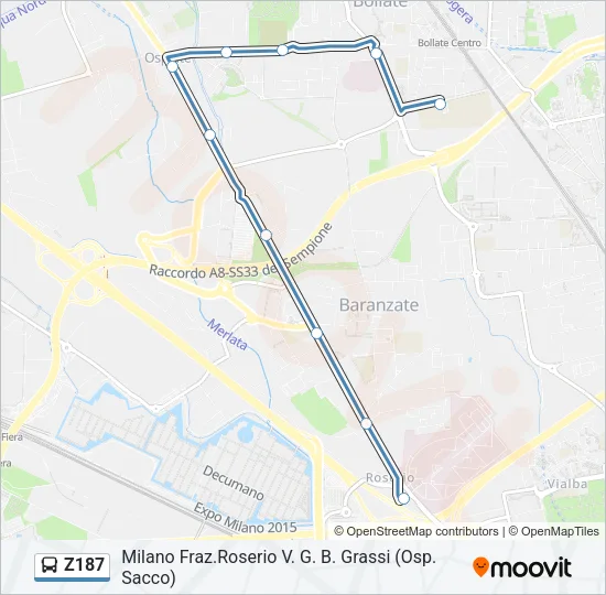Z187 Bus Line Map