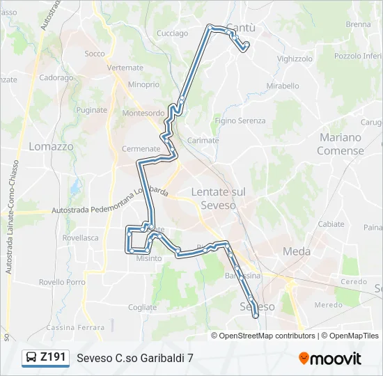 Z191 Bus Line Map