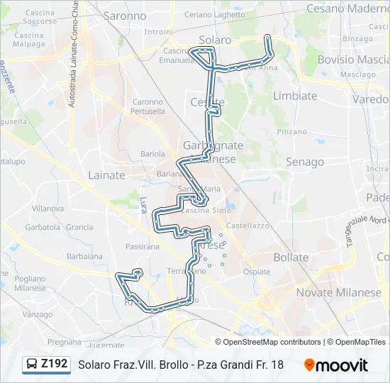 Z192 Bus Line Map
