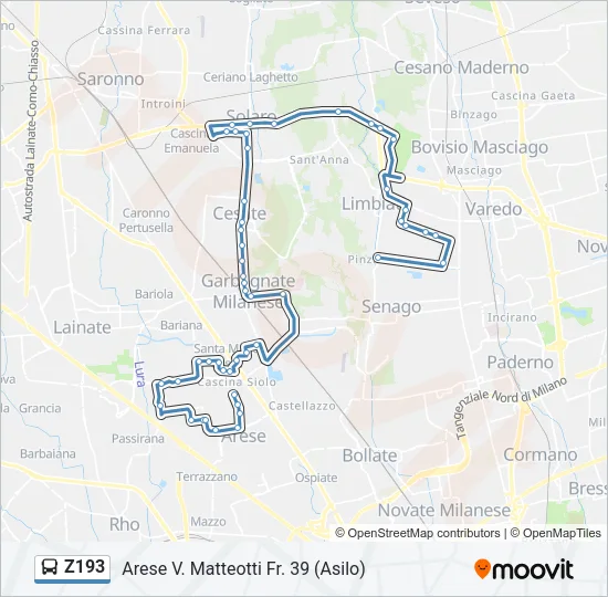 Z193 Bus Line Map