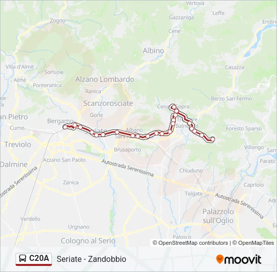 Percorso linea bus C20A
