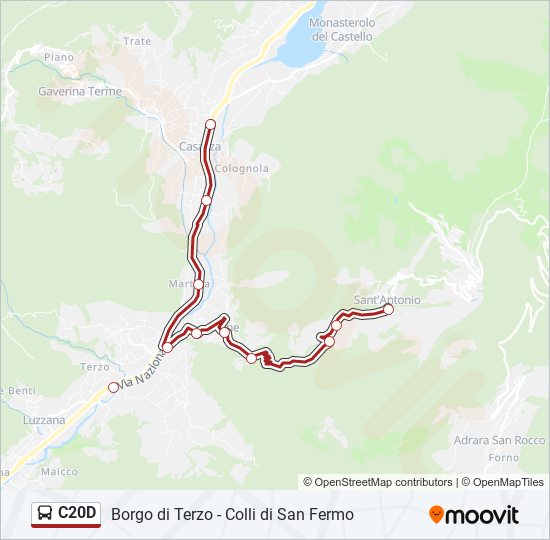 Percorso linea bus C20D