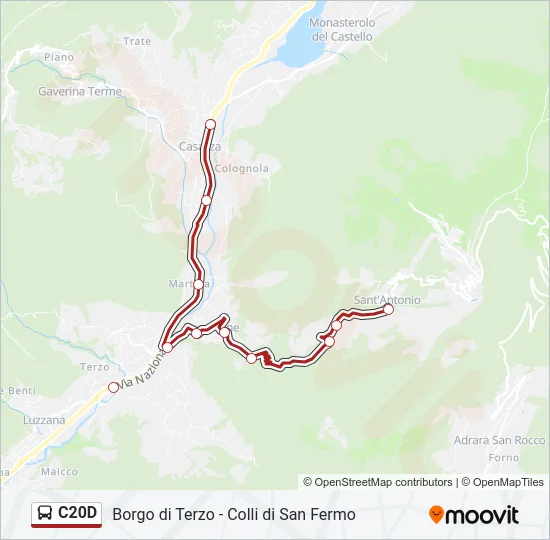 Percorso linea bus C20D