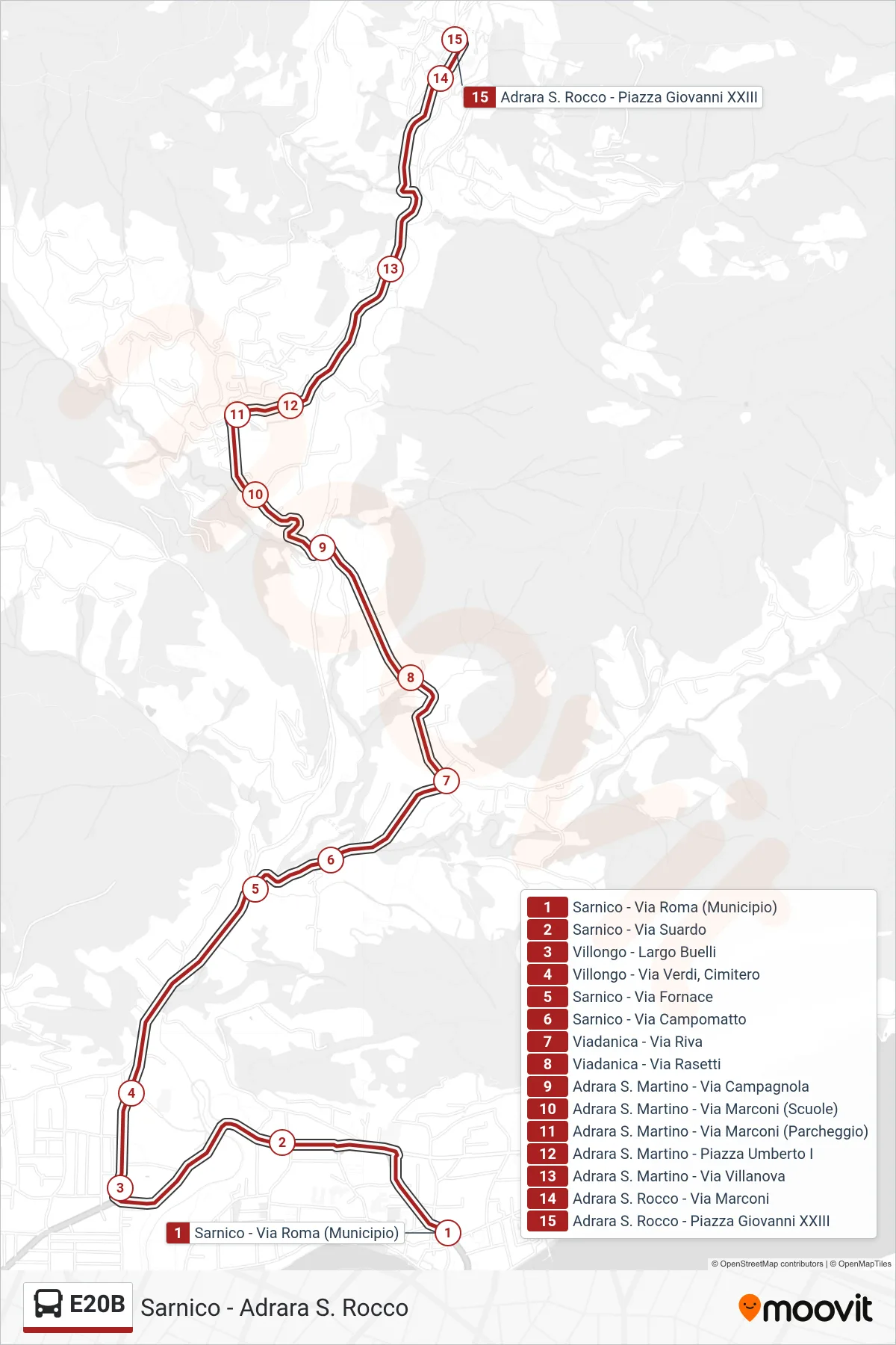 Linea E20B  bus (Adrara San Rocco) - Percorsi e fermate sulla mappa