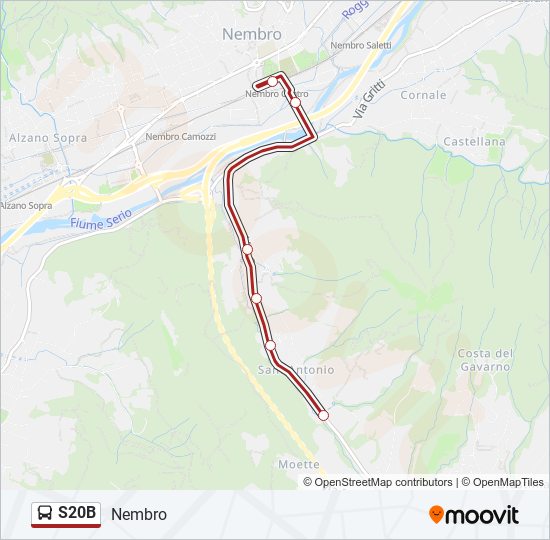 Percorso linea bus S20B