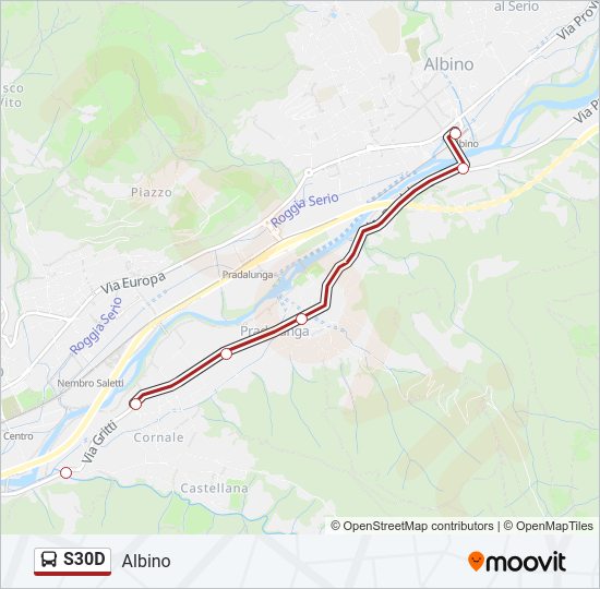 Percorso linea bus S30D