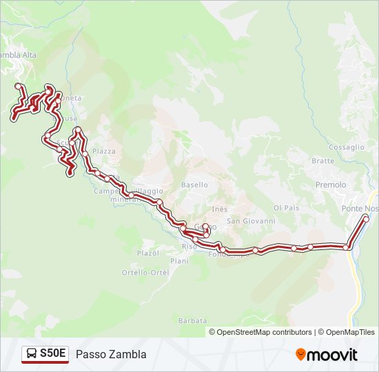 Percorso linea bus S50E