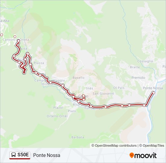 Percorso linea bus S50E