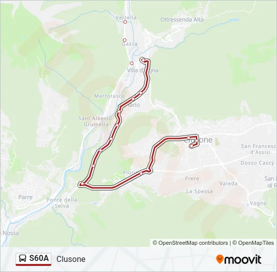 S60A Bus Line Map