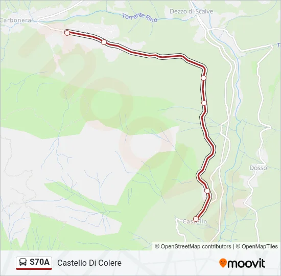 S70A Bus Line Map