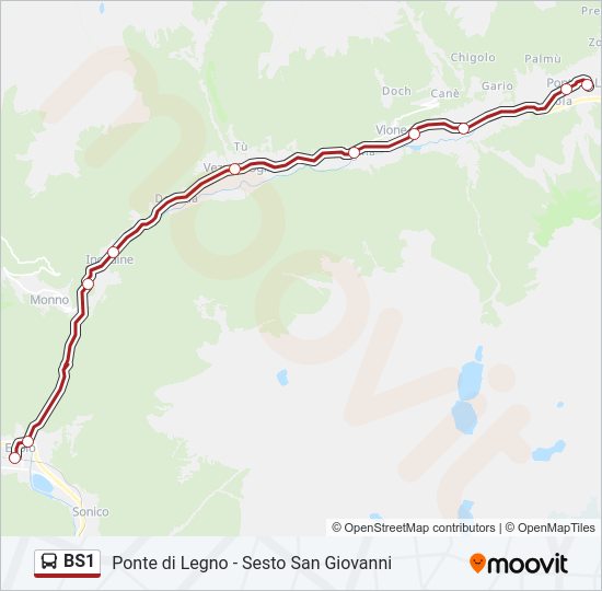 Percorso linea bus BS1