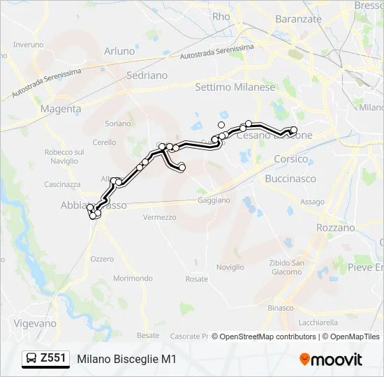Z551 Bus Line Map