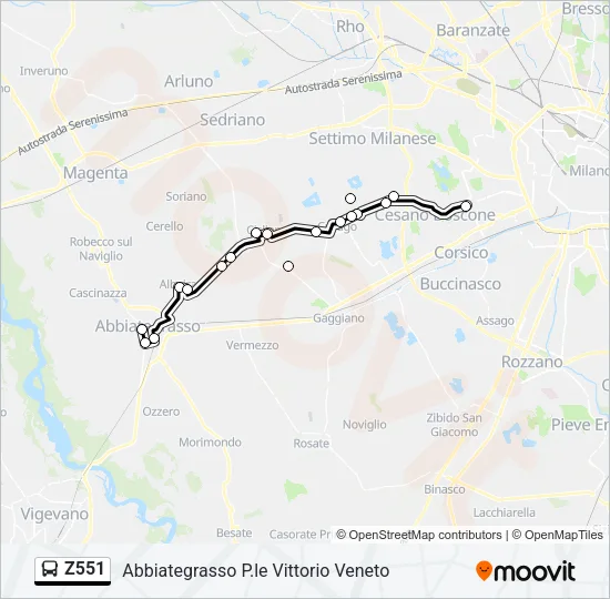 Z551 Bus Line Map