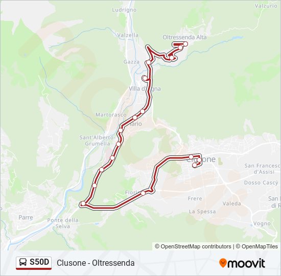 S50D bus Line Map