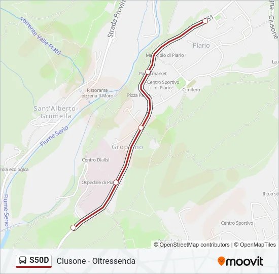 Percorso linea bus S50D