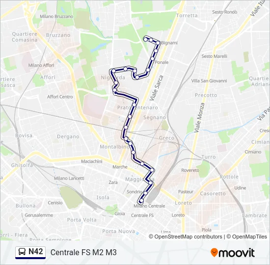 N42 Bus Line Map