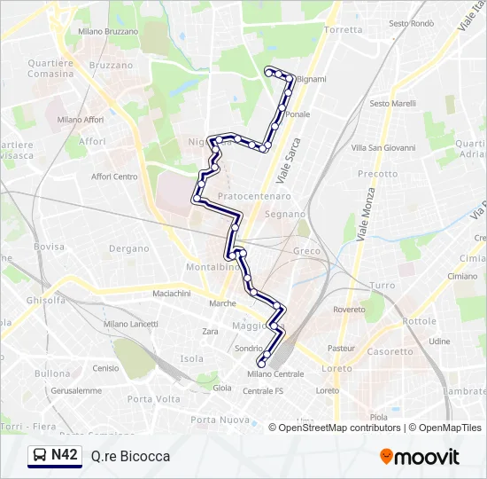 N42 Bus Line Map