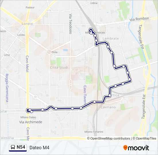 N54 Bus Line Map