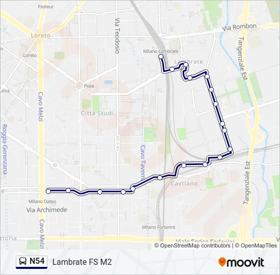 N54 Bus Line Map