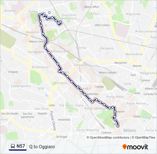 N57 Bus Line Map